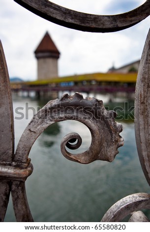 Lucerne/Luzern, Switzerland (shallow DOF - sharp selective focus on the railing in the foreground)