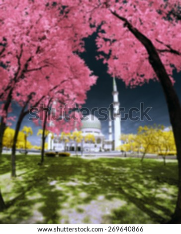 Blur Image Of Shah Alam Mosque in infared (The beautiful Sultan Salahuddin Abdul Aziz Shah Mosque)