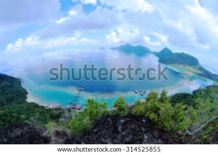 Blur Image Of Scenery on top of Bohey Dulang Island near Sipadan Island. Sabah Borneo, Malaysia.