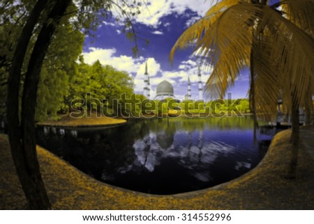 Blur Image Of Shah Alam Mosque in infared (The Beautiful Sultan Salahuddin Abdul Aziz Shah Mosque)