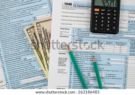 U.S. individual income tax return form 1040 with business tools
