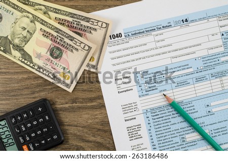 U.S. individual income tax return form 1040 with business tools
