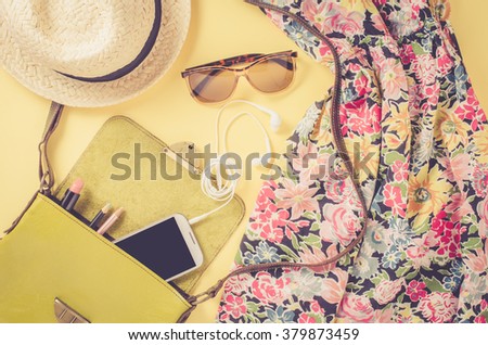 Female outfit on yellow background