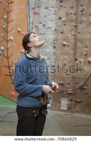 Female at indoor climbing wall