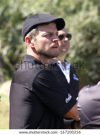 GIOVINAZZO , CARMINE  - NOVEMBER 17: Actor Guest Player Playing at Gary Player Charity Invitational Golf Tournament  November  17, 2013, Sun City, South Africa. Carmine at tee-off on hole 1.