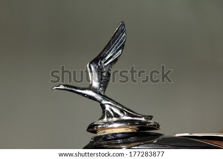 RUSTENBURG, SOUTH AFRICA - FEBRUARY 15:  1933 Vintage Car Chevrolet Hood Ornament in Private Collection Philip Classic Cars on February 15, 2014 in Rustenburg South Africa.
