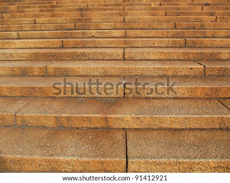 Steps constructed from natural brown sandstone bricks