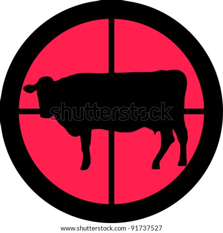In the scope series - Cow in the cross-hair of a gun?s telescope. Can be symbolic for need of protection, being tired of, intolerance or being under investigation.