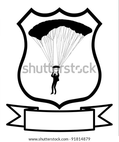 Isolated Image of a Parachuter or Sky Diver on a Shield