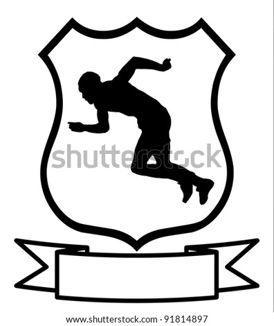 Isolated Image of a Sprint Runner on a Shield