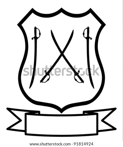 Sword Fencing Sport Emblem Badge Shield Logo Insignia Coat of Arms