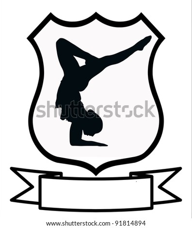 Woman Gymnastics Sport Emblem Badge Shield Logo Insignia Coat of Arms