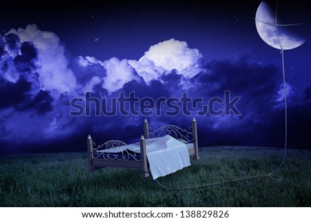 the bed raises to the meadow linked to the moon in the dream