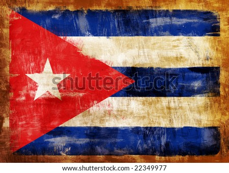 Old and dirty Cuba flag painted