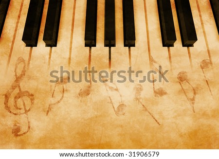 Abstract music background - Keyboard and musical notes