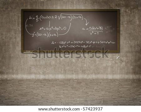 Blackboard on wall with mathematics calculation