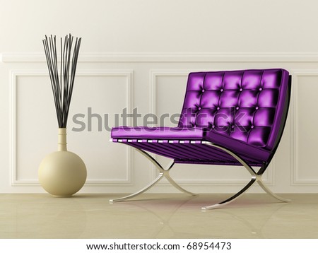 Violet leather modern style seat in white room
