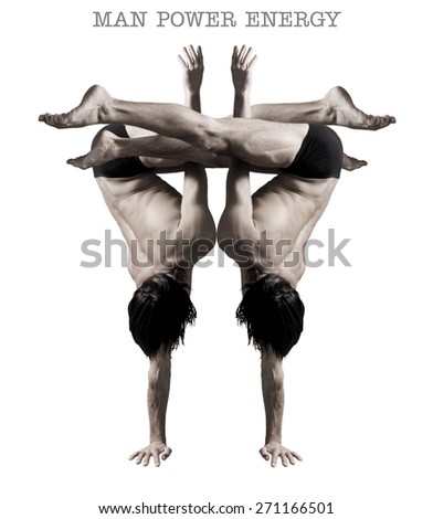 Gymnasts figures on a white background.Athletes.Handstand.Sepia