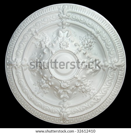 white architectural relief on a black background