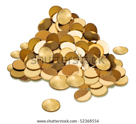 Pile Of Gold Coins On A White Background Stock Photo 52368556