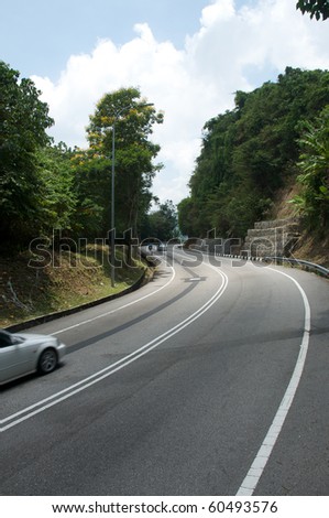 car driving on the curve road