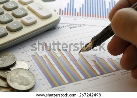 Financial data analyzing , shot with very shallow depth of field