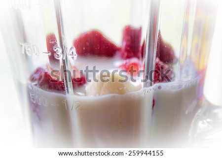 Fruit frappe with milk, strawberries and bananas