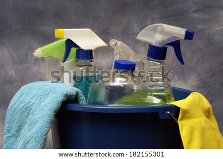 Cleaning supplies ready to get the job done.