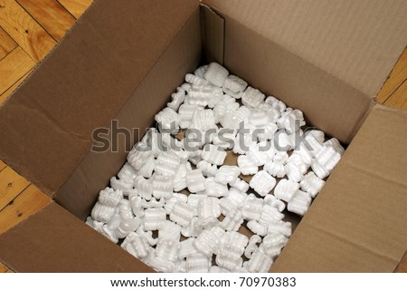 A box with some shipping peanuts for protection against damage on any merchandise.