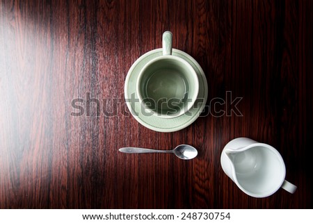 coffee mug on wood table