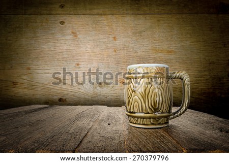 beer mug on wood desk