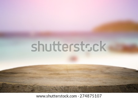 wooden desk on beach side