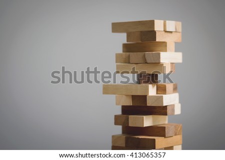 Blocks wood game (jenga) with copy space.
