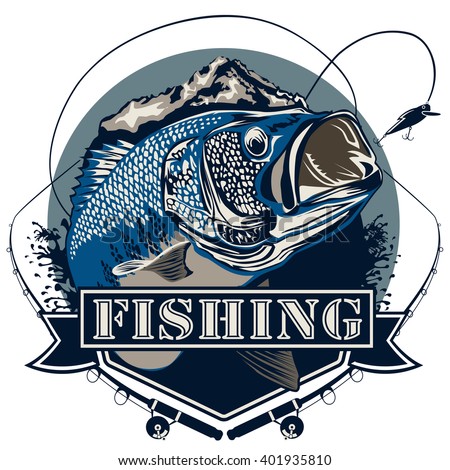 Bass fish. Perch fishing vector illustration. Bass fishing vector illustration can be used for original design.