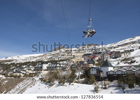 SIERRA NEVADA, SPAIN - FEBRUARY 10: The ski resort of Sierra Nevada is one of the best in Spain for winter sports. February 10, 2013 in Sierra Nevada, Spain