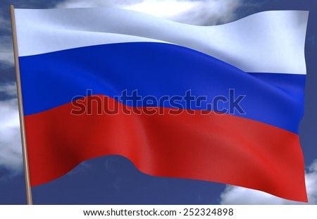 flag of Russia  on the background of the sky