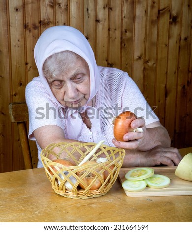 The grandmother makes a dinner