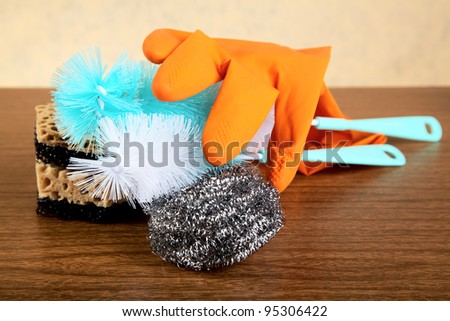 Still-life with gloves and a sponge for ware washing