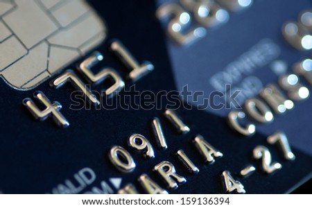 Close up of a credit card. Concept of plastic electronic money.