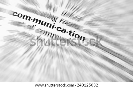 Close-up of  the  word Communication.
