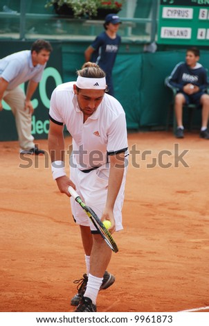 Pagdatis in action during Davis Cup in Cyrpus.
