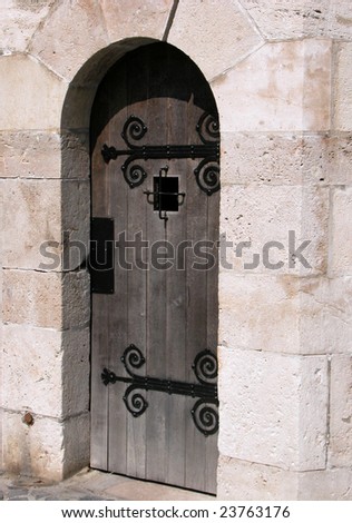 Wooden entrance door from a  castle