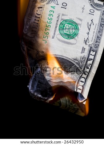 Dollar in fire