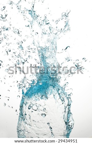 Blue water isolated on white.Background water drop.