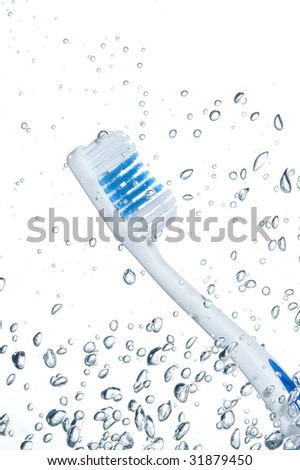 Toothbrushes and water drop.Healthcare