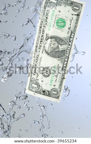 Dollar and creative splashing water
