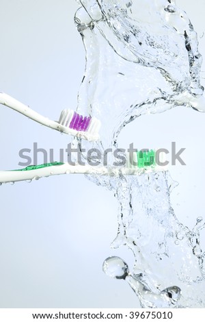 Toothbrush and splashing water