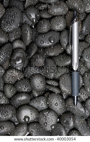 Pen with rock cover water drop