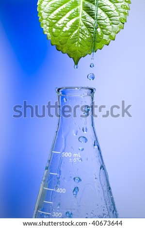 Chemical Test Tube and leaf