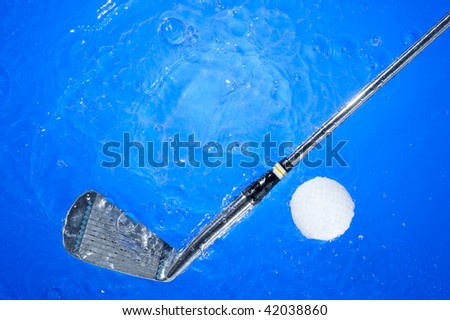 Golf ball and splashing water